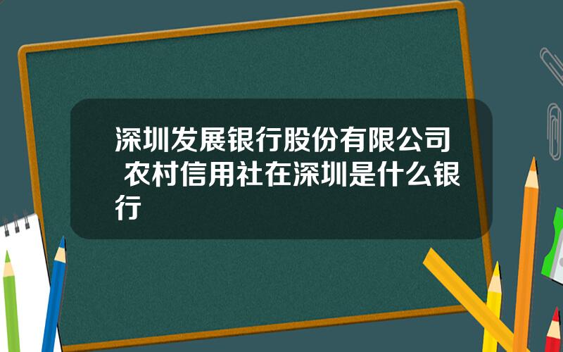 深圳发展银行股份有限公司 农村信用社在深圳是什么银行